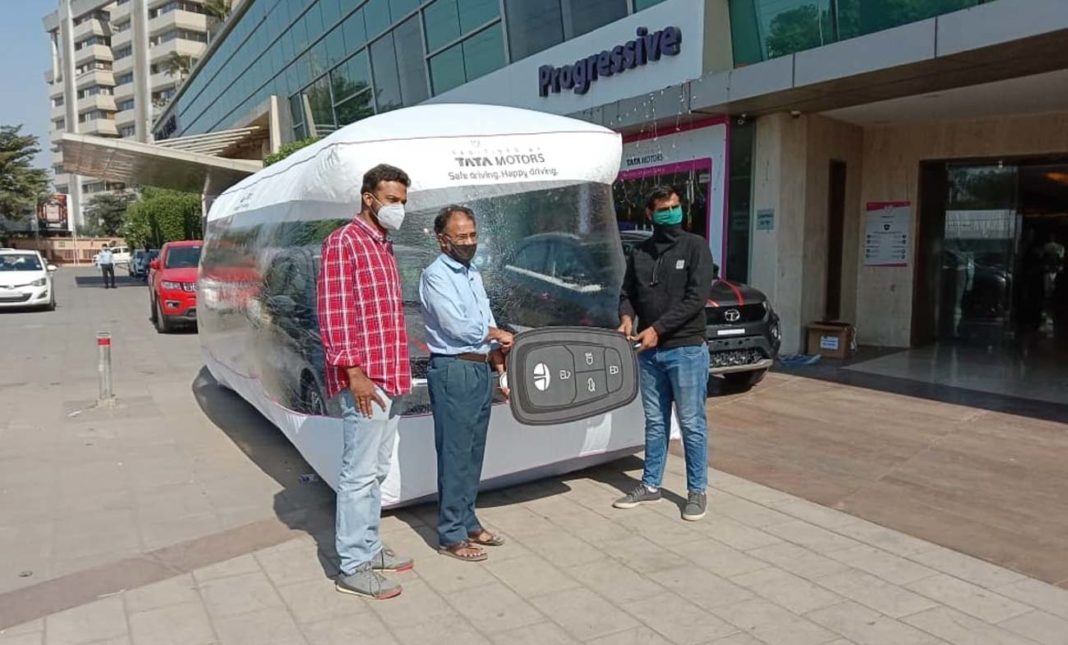 tata cars delivery with safety bubbles