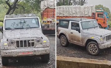 महिंद्रा Thar 3-Door फेसलिफ्ट टेस्टिंग के दौरान फिर दिखी, डिजाइन में होंगे बदलाव Mahindra Thar 3 Door Facelift
